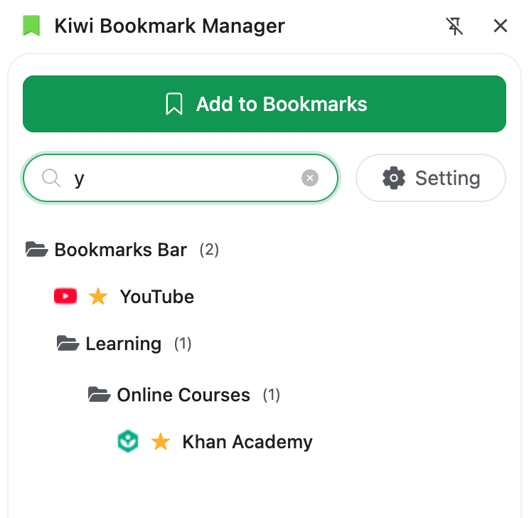 Quick Search - Kiwi Bookmark Manager
